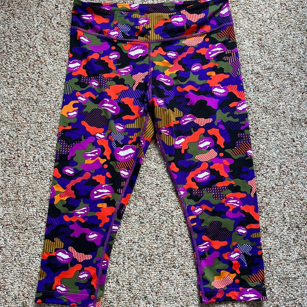 Party in da Basement Lips and Camo Zumba Capri Pants